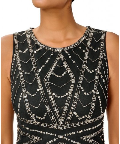 Women's Beaded Sleeveless Gown Black $84.50 Dresses