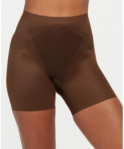 Women's Thinstincts 2.0 High-Waisted Mid-Thigh Girl Shorts Chestnut Brown $29.76 Shapewear