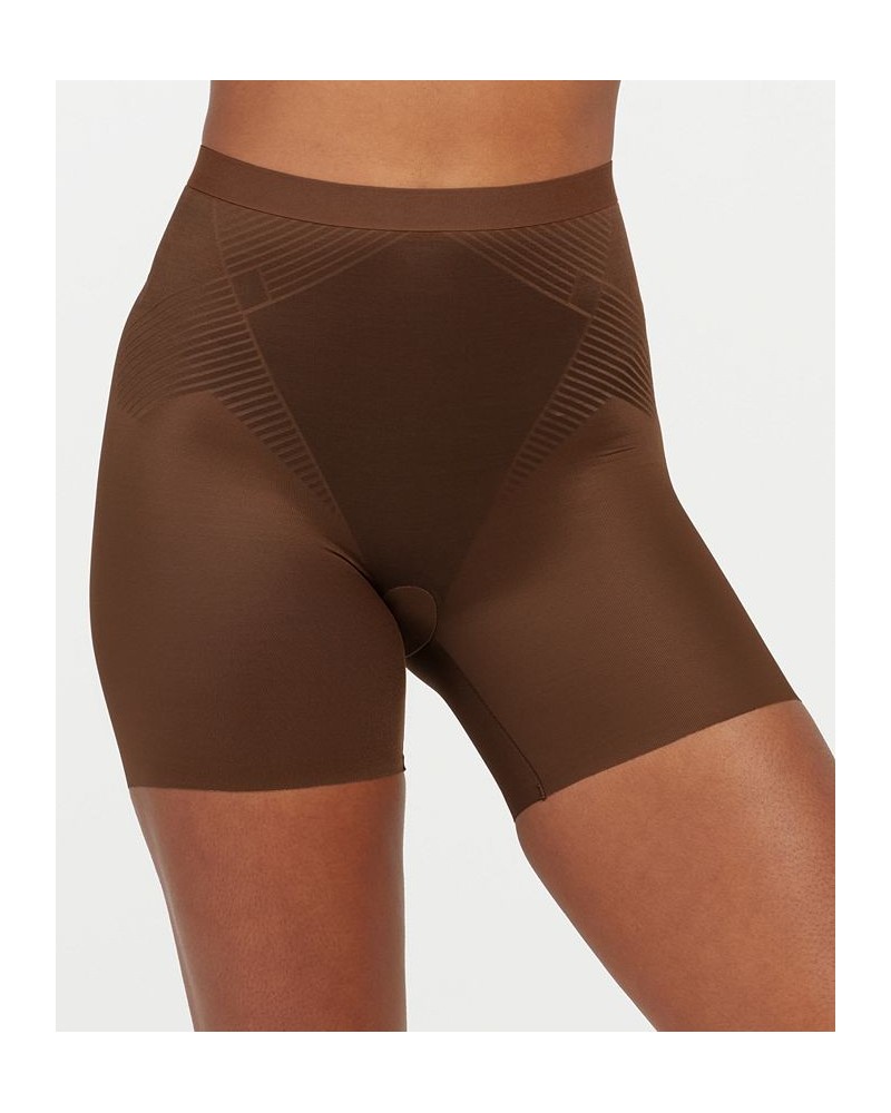 Women's Thinstincts 2.0 High-Waisted Mid-Thigh Girl Shorts Chestnut Brown $29.76 Shapewear