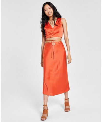 Women's Tie-Waist Skirt Orange $16.14 Skirts