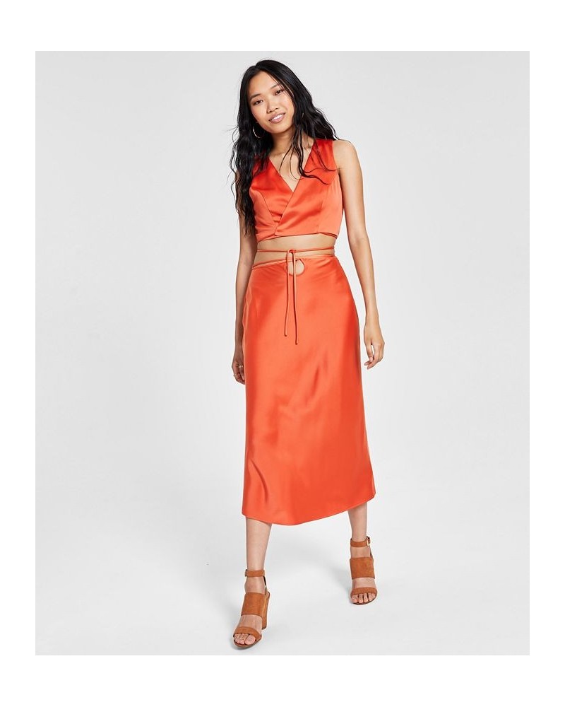 Women's Tie-Waist Skirt Orange $16.14 Skirts