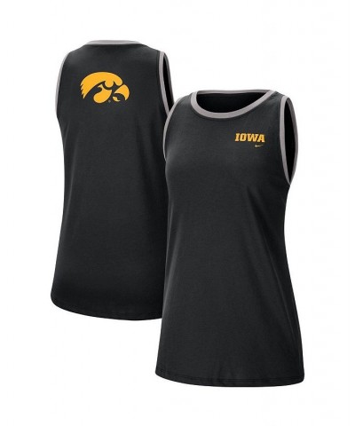 Women's Black and Gray Iowa Hawkeyes High Neck 2-Hit Performance Tank Top Black, Gray $23.84 Tops