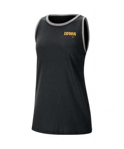 Women's Black and Gray Iowa Hawkeyes High Neck 2-Hit Performance Tank Top Black, Gray $23.84 Tops