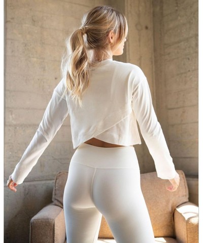 Go With The Flow Crop Long Sleeve Top for Women Tan/Beige $35.10 Tops