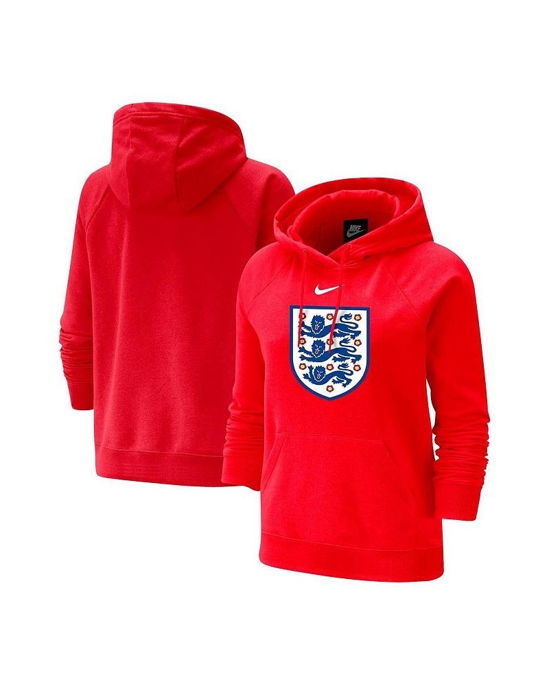 Women's Red England National Team Varsity Raglan Tri-Blend Pullover Hoodie Red $43.19 Sweatshirts