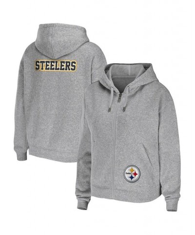 Women's Heather Gray Pittsburgh Steelers Plus Size Full-Zip Hoodie Gray $36.30 Sweatshirts