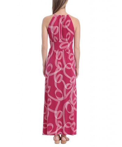 Petite Halter Keyhole Printed Maxi Dress Pink $53.46 Dresses