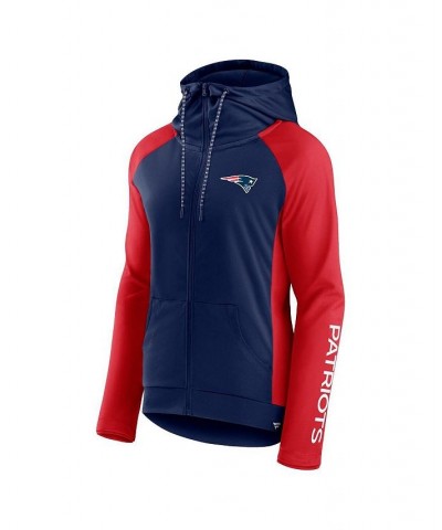 Women's Branded Navy Red New England Patriots End Around Raglan Full-Zip Hoodie Blue $28.06 Sweatshirts