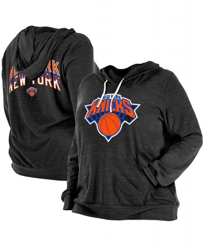 Women's Black New York Knicks Plus Size 2022/23 City Edition Bi-Blend Long Sleeve Hoodie T-shirt Black $29.67 Tops