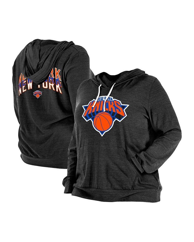 Women's Black New York Knicks Plus Size 2022/23 City Edition Bi-Blend Long Sleeve Hoodie T-shirt Black $29.67 Tops