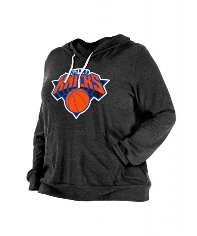 Women's Black New York Knicks Plus Size 2022/23 City Edition Bi-Blend Long Sleeve Hoodie T-shirt Black $29.67 Tops