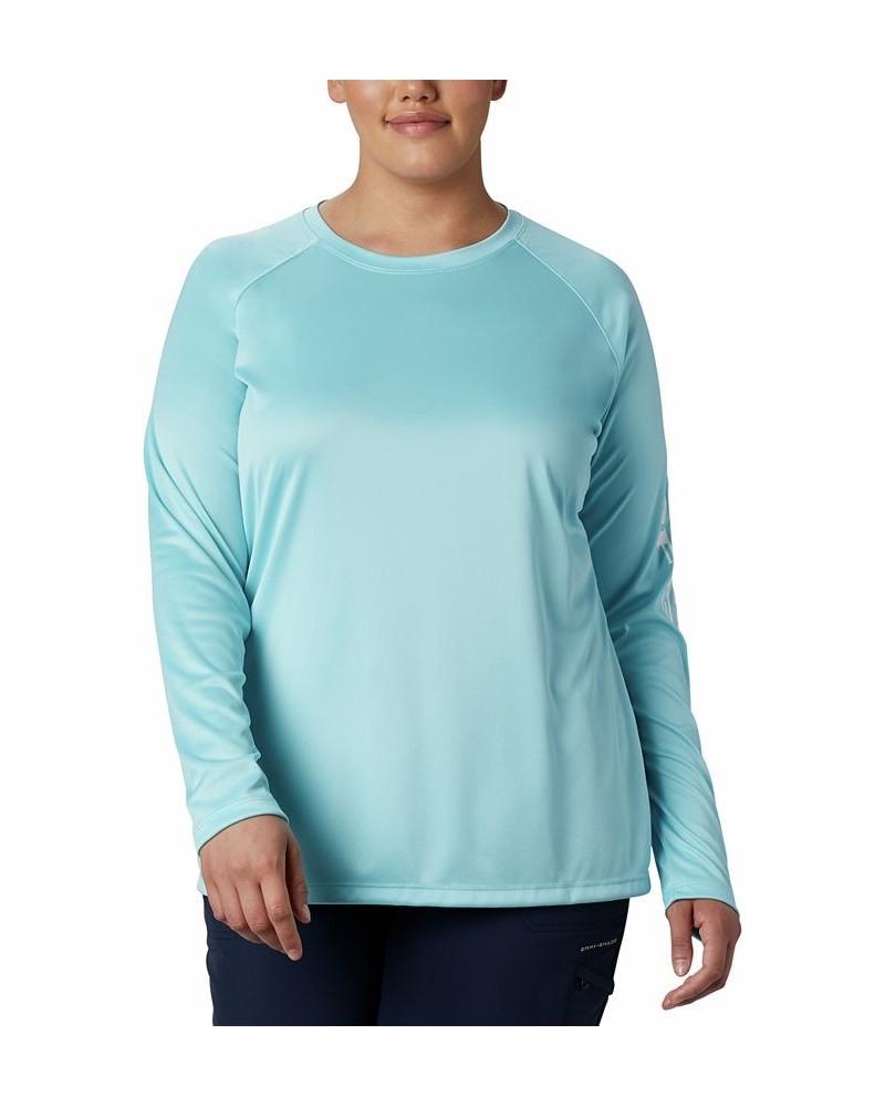 Plus Size PFG Tidal Tee II Omni-Shade T-Shirt Clear Blue $24.00 Tops