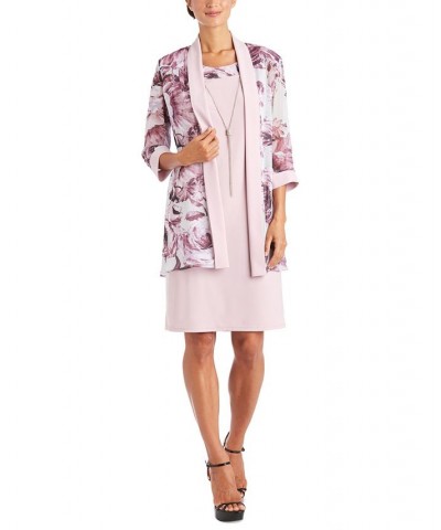 Women's Printed Chiffon Jacket & Dress Rose $31.85 Dresses