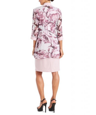 Women's Printed Chiffon Jacket & Dress Rose $31.85 Dresses