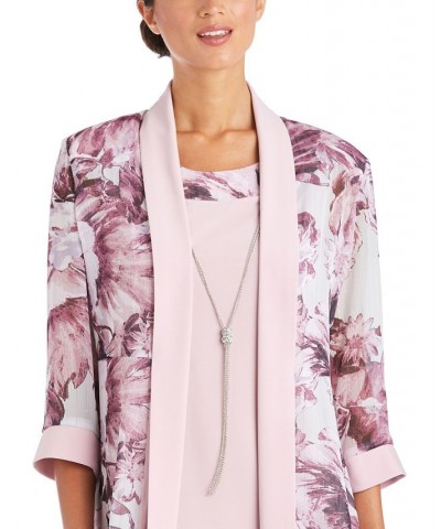 Women's Printed Chiffon Jacket & Dress Rose $31.85 Dresses