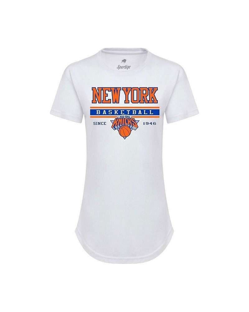 Women's White New York Knicks Classic Wordmark Phoebe Tri-Blend T-shirt White $21.60 Tops