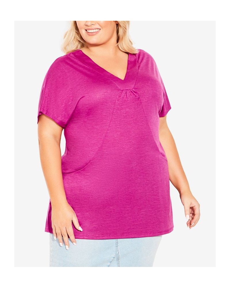 Plus Size Pocket Pleat Tunic Top Vivid Viola $26.88 Tops