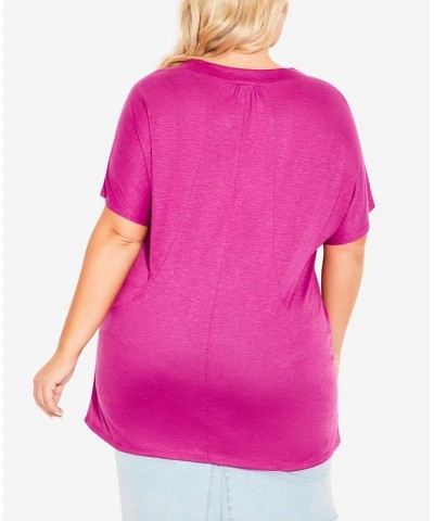 Plus Size Pocket Pleat Tunic Top Vivid Viola $26.88 Tops