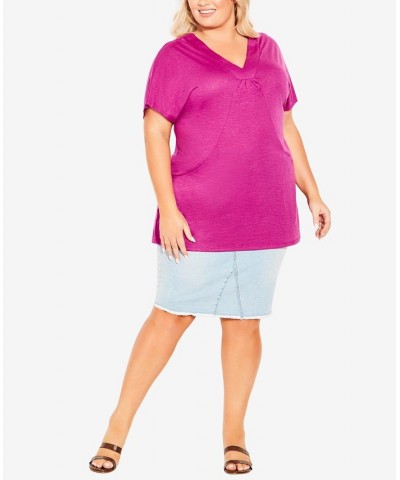 Plus Size Pocket Pleat Tunic Top Vivid Viola $26.88 Tops