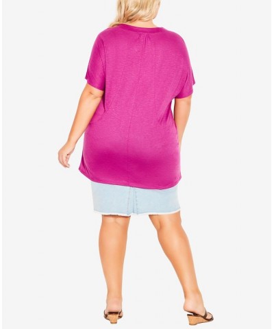 Plus Size Pocket Pleat Tunic Top Vivid Viola $26.88 Tops