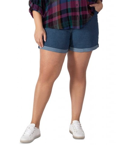 Trendy Plus Size Slim-Fit Denim Mom Shorts Authentic Med Blue Wash $21.00 Shorts