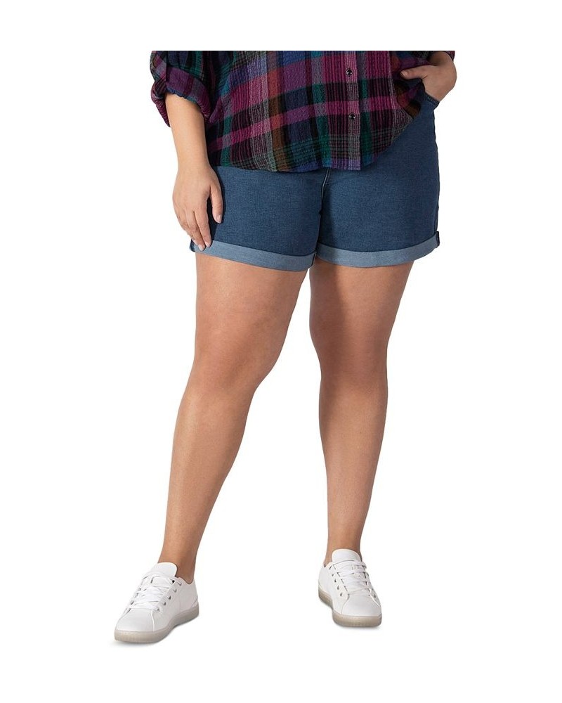 Trendy Plus Size Slim-Fit Denim Mom Shorts Authentic Med Blue Wash $21.00 Shorts