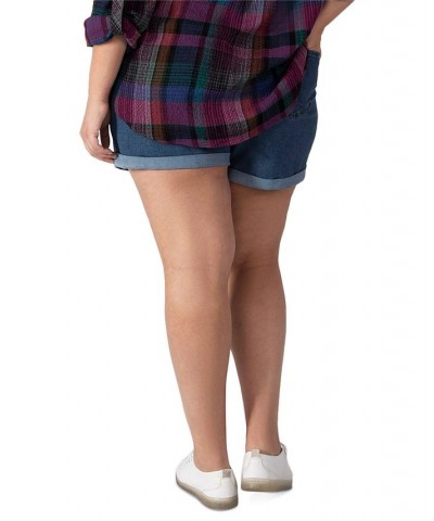 Trendy Plus Size Slim-Fit Denim Mom Shorts Authentic Med Blue Wash $21.00 Shorts