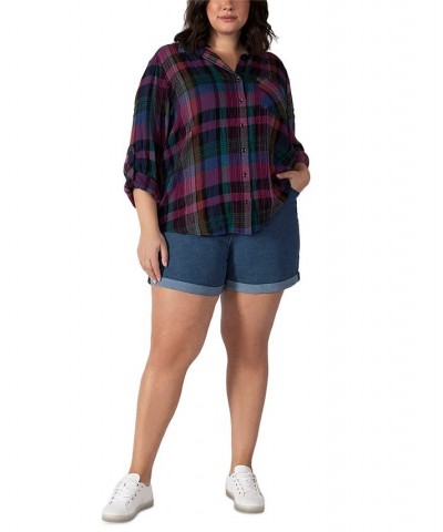 Trendy Plus Size Slim-Fit Denim Mom Shorts Authentic Med Blue Wash $21.00 Shorts