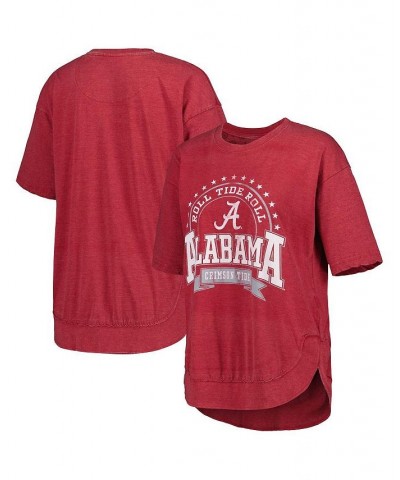 Women's Crimson Alabama Crimson Tide Vintage-Like Wash Poncho Captain T-shirt Crimson $23.50 Tops