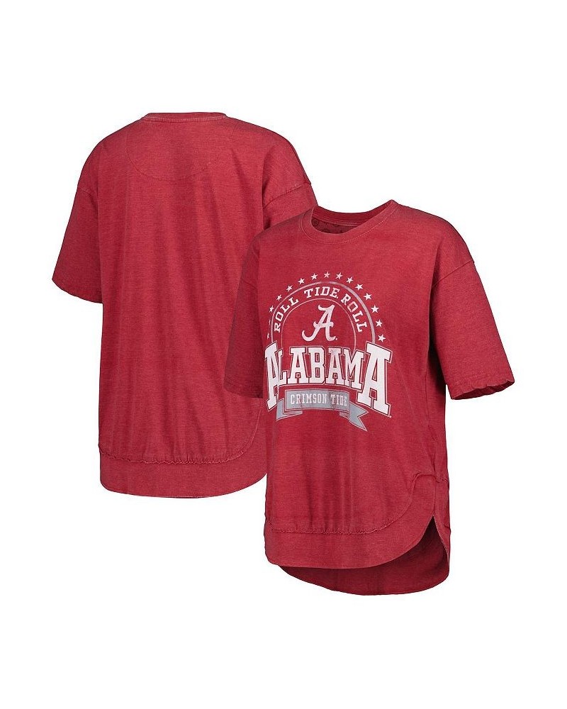 Women's Crimson Alabama Crimson Tide Vintage-Like Wash Poncho Captain T-shirt Crimson $23.50 Tops