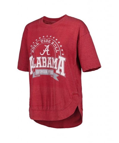 Women's Crimson Alabama Crimson Tide Vintage-Like Wash Poncho Captain T-shirt Crimson $23.50 Tops