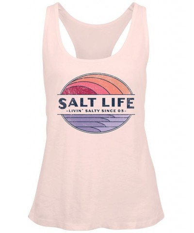 Women's Vintage Rays Cotton Graphic Tank Top Pink $18.36 Tops