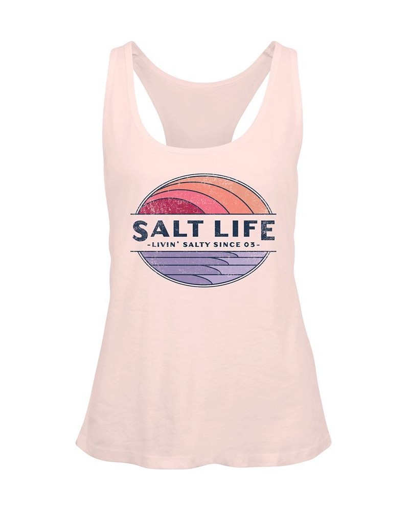 Women's Vintage Rays Cotton Graphic Tank Top Pink $18.36 Tops