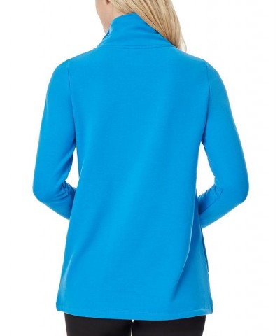 Women's Mock Neck Pullover Top Blue $21.39 Tops