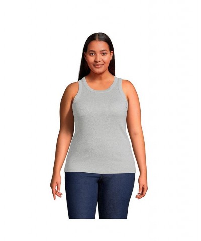 Women's Plus Size 2x2 Rib Crew Neck Tank Top Gray heather $23.57 Tops