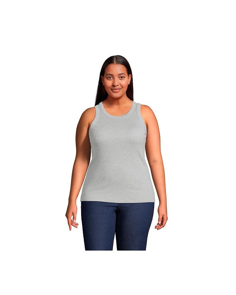 Women's Plus Size 2x2 Rib Crew Neck Tank Top Gray heather $23.57 Tops