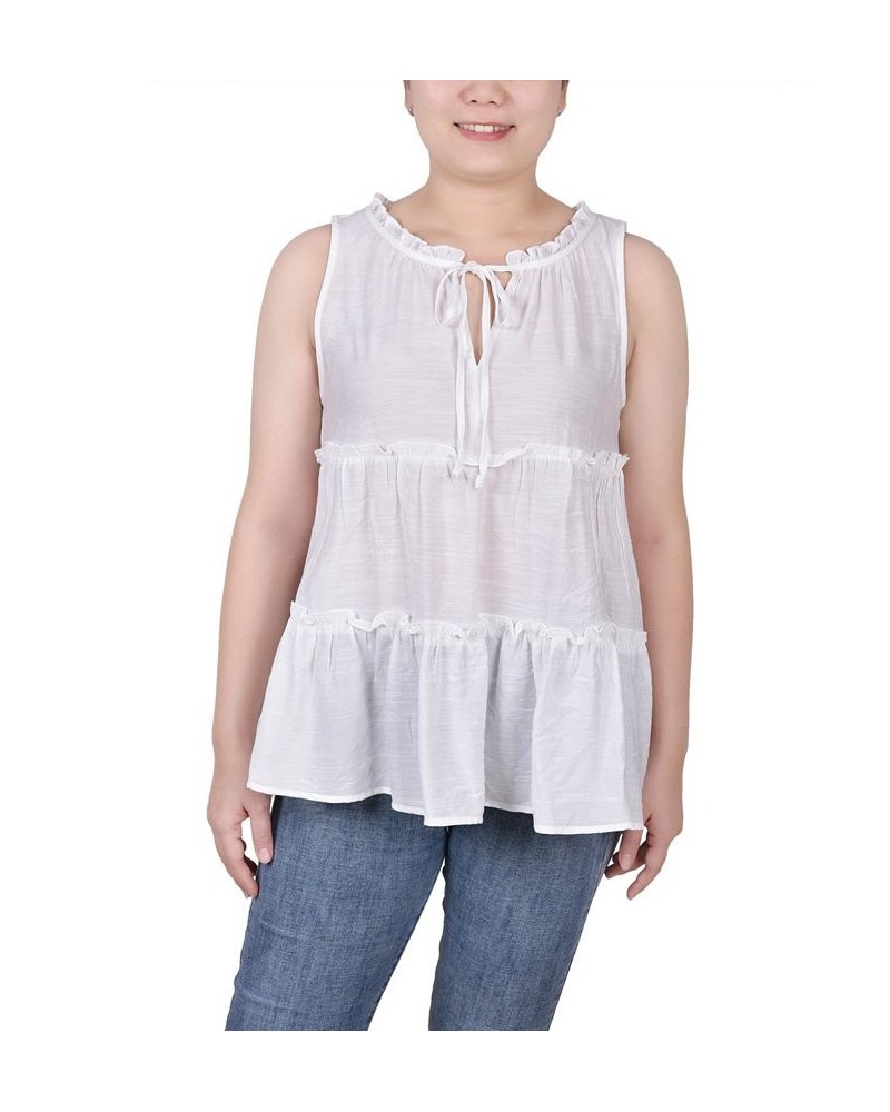 Petite Sleeveless Tiered Blouse White $29.64 Tops