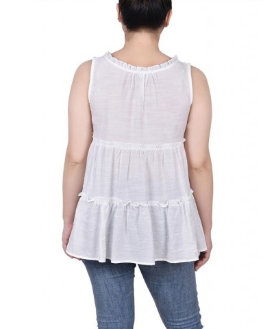 Petite Sleeveless Tiered Blouse White $29.64 Tops