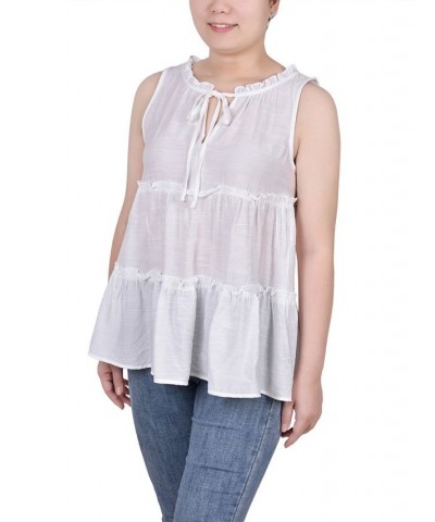 Petite Sleeveless Tiered Blouse White $29.64 Tops