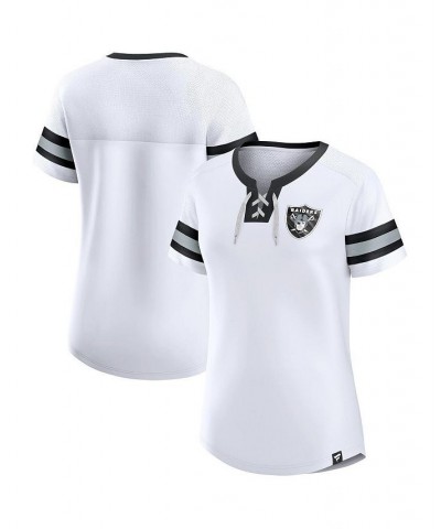 Women's Branded White Las Vegas Raiders Sunday Best Lace-Up T-shirt White $36.39 Tops