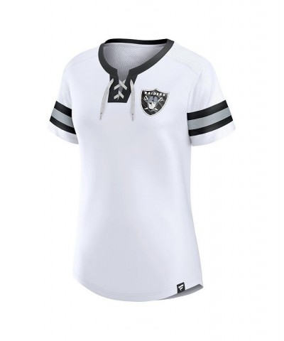 Women's Branded White Las Vegas Raiders Sunday Best Lace-Up T-shirt White $36.39 Tops