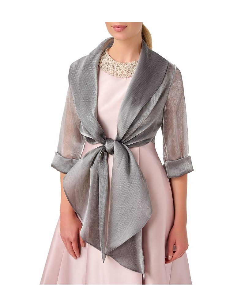 Women's Elbow-Sleeve Tie-Front Cover-Up Silver $29.15 Dresses