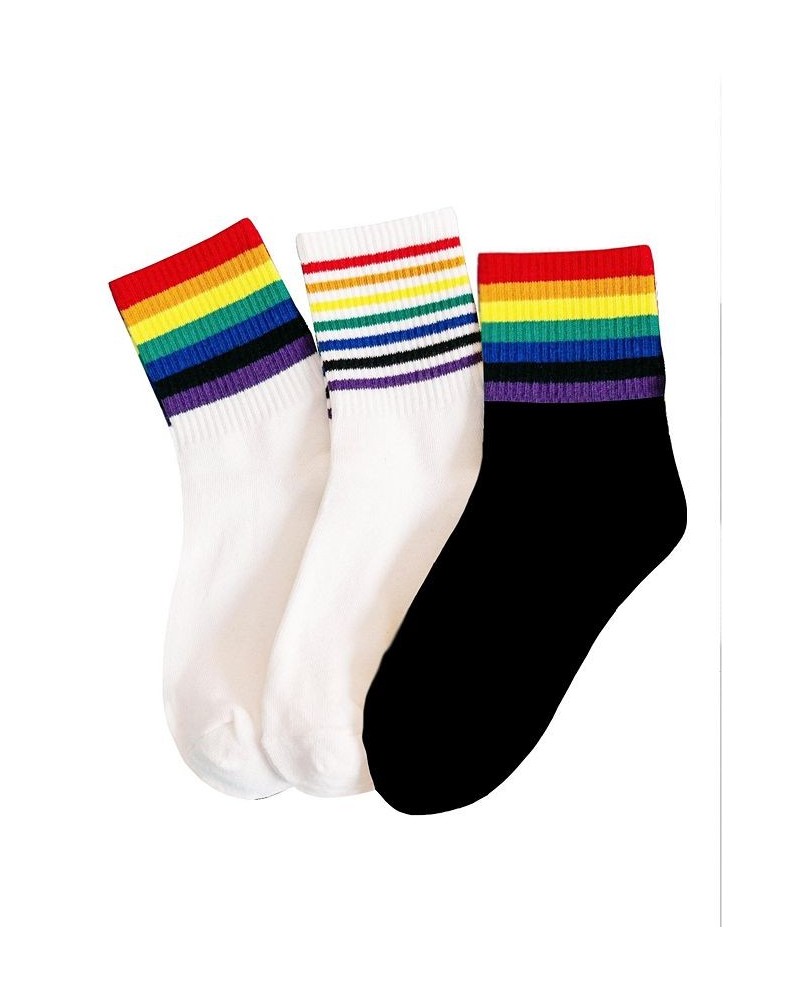 Women's Multi Stripes Socks Pack of 3 White $13.75 Socks