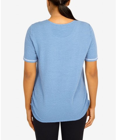 Women's Peace Of Mind Crew Neck Top Sky Blue $29.03 Tops