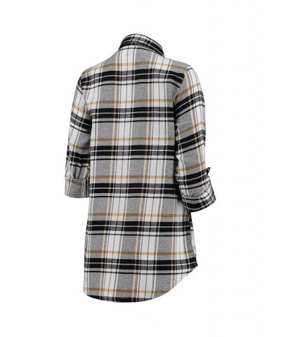 Women's Black Gold New Orleans Saints Accolade Flannel Long Sleeve Button-Up Nightshirt Black, Gold $33.79 Pajama