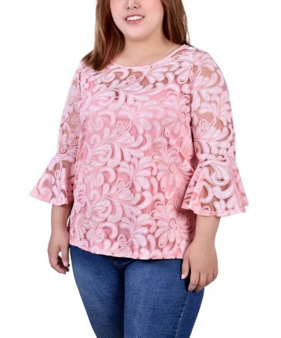 Plus Size Lace Tunic Pink $17.52 Tops