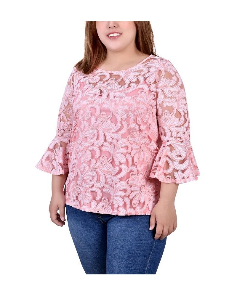 Plus Size Lace Tunic Pink $17.52 Tops