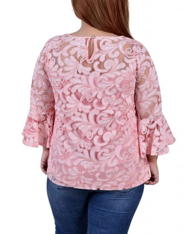 Plus Size Lace Tunic Pink $17.52 Tops