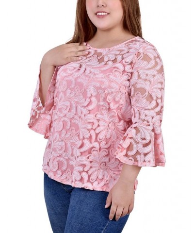 Plus Size Lace Tunic Pink $17.52 Tops