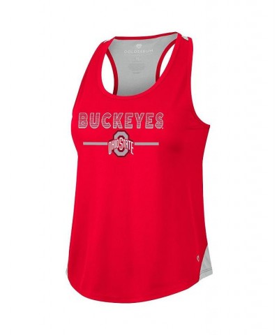 Women's Scarlet Ohio State Buckeyes Sachs 2-Hit Scoop Neck Racerback Tank Top Scarlet $15.58 Tops